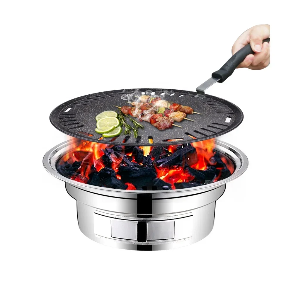 Outdoor Camping Korea - Aluminiowa okrągła płyta do grillowania, nieprzywierająca,