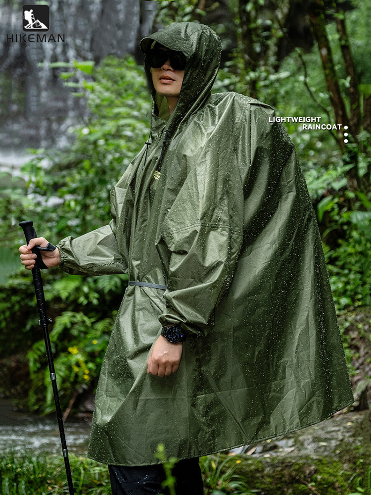 Camping Rain Poncho - Ultralekki płaszcz przeciwdeszczowy z zamkiem błyskawicznym,