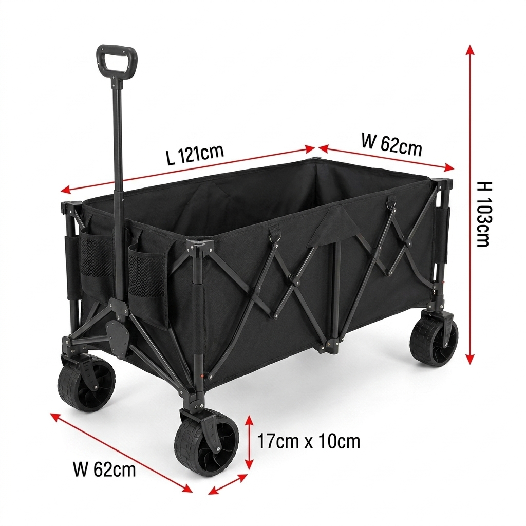 Camp Table Folding - Wózek składany, wytrzymały, z dużą pojemnością